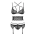 Obsessive Frivolla - pikant kanten lingerie set (zwart) - L/XL
