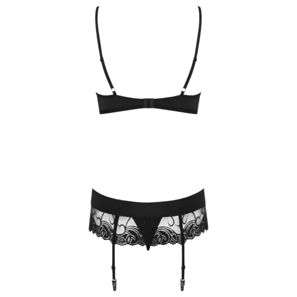 Obsessive Wonderia - lingerie set - geborduurd kant - zwart