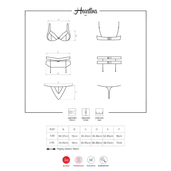 Obsessive Heartina - lingerieset (rood) - L/XL