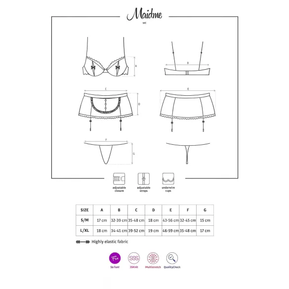 Obsessive Maidme - sexy kamermeisje kostuum set - 6-delig - L/XL