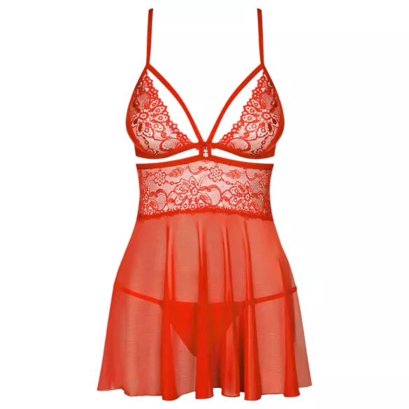 Obsessive - Babydoll set met kant en string - rood - L/XL