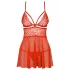 Obsessive - Babydoll set met kant en string - rood - L/XL