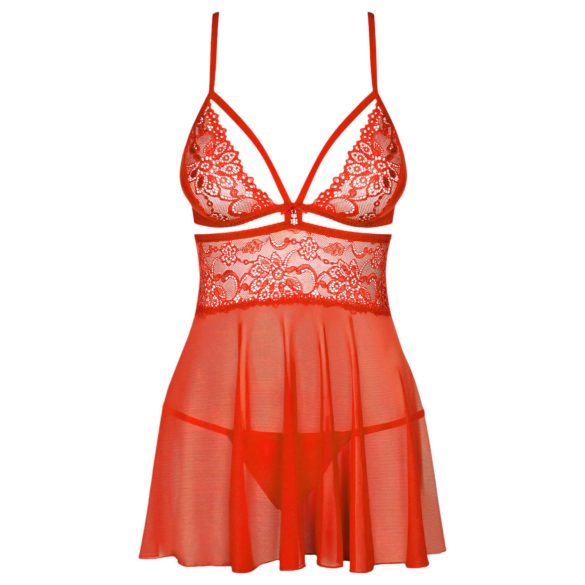 Obsessive 838-BAB-3 - pikante kanten babydoll en string (rood) - XXL