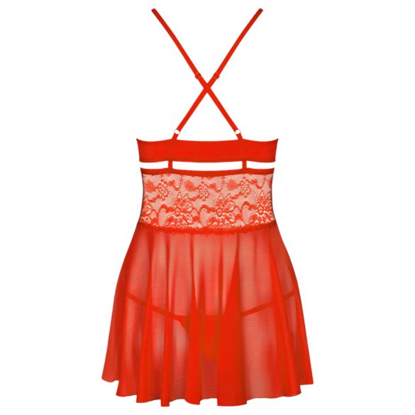 Obsessive 838-BAB-3 - pikante kanten babydoll en string (rood) - XXL