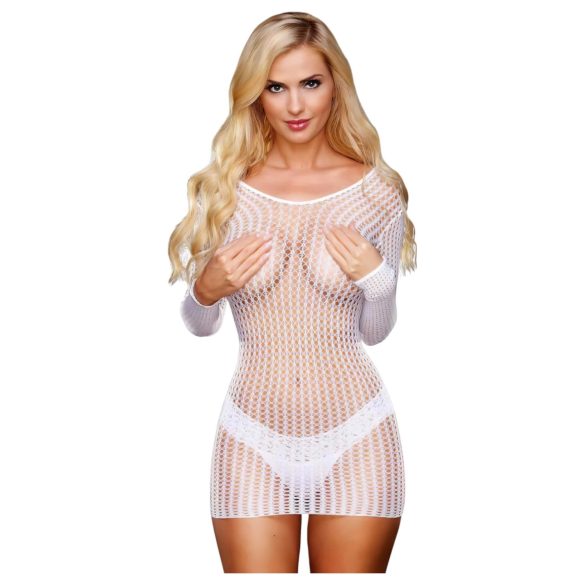 Lapdance Centrum - Lange mouwen net minijurk (wit) - S-L