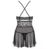 Obsessive - babydoll set - doorzichtig kant - zwart