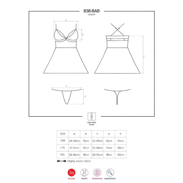 Obsessive - babydoll set - doorzichtig kant - zwart