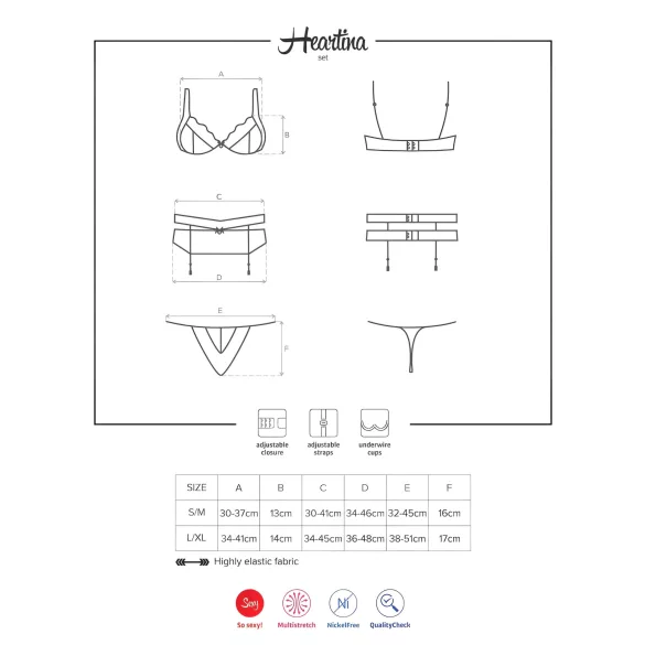 Obsessive Heartina - lingerieset (zwart)