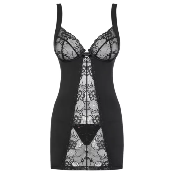 Obsessive Heartina - babydoll en string - kant - zwart
