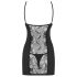 Obsessive Heartina - babydoll en string (zwart) - L/XL
