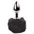 FEELZTOYS Bunny Tails - metalen anaalplug met konijnenstaart (zilver-zwart)
