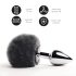 FEELZTOYS Bunny Tails - metalen anaalplug met konijnenstaart (zilver-zwart)