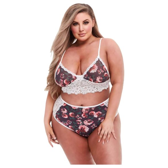 Baci Plus Size - Bloemen kant bh set