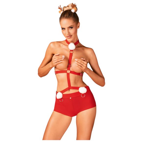 Obsessive Ms Reindy - dames rendier kostuum set (2-delig) - rood - M/L