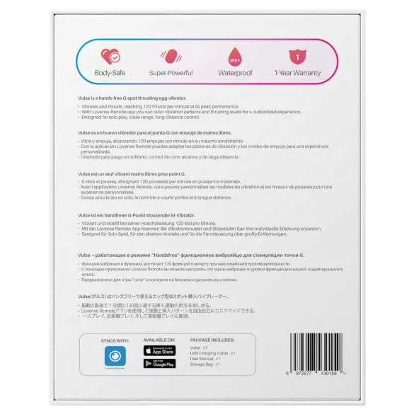 Lovense - vibrerende eistimulator met stootfunctie - app bestuurbaar - rood