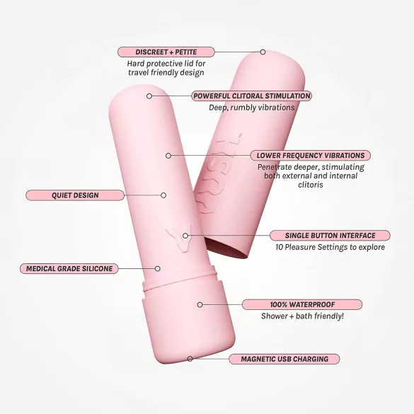 Vush Pop Gloss - mini vibrator - oplaadbaar, waterdicht - roze